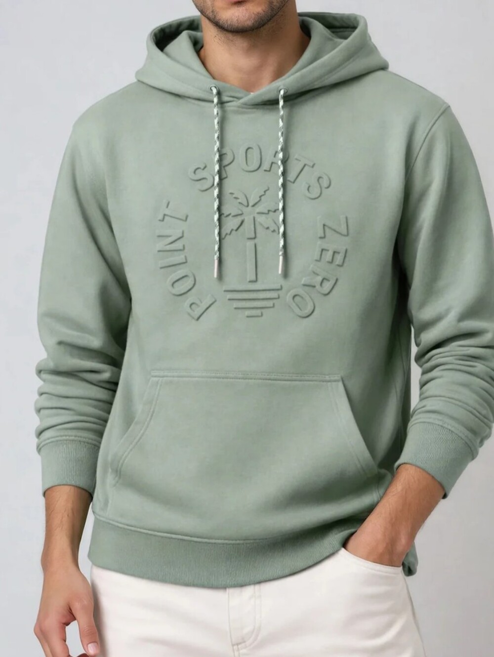 POINT ZERO | Men's Rosemary Maye Palm Heat Embossed Pullover Fleece Hoodie